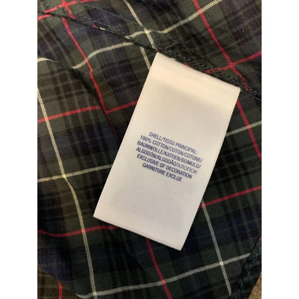 Ralph Lauren Kids Plaid Top Girls 5 Short Sleeve Ruffle Blouse Button Shirt